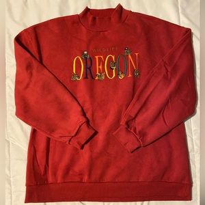 Red Minga London oversized high neck sweatshirt with Oregon graphic